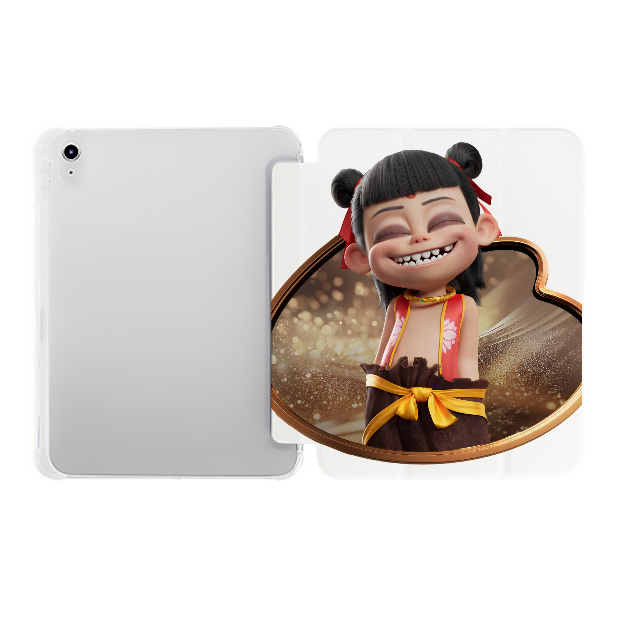 （画像用） Ne Zha 2 ナタ 魔童の大暴れ IPad ケース ペン収納付き 三つ折りスタンド PUレザー×シリコン 対応機種9.5/10.5/10.9インチ